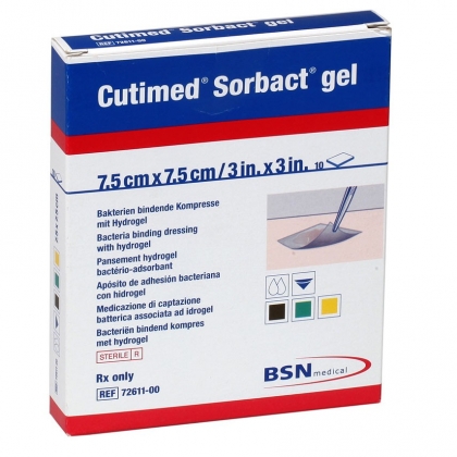 Băng kháng khuẩn vô trùng Cutimed Sorbact, chứa gel - 7.5cm x 7.5cm